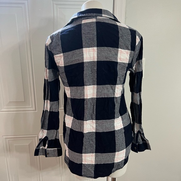 Socialite Blue and White Button Down Shirt with Notched Collar - Picture 3 of 3